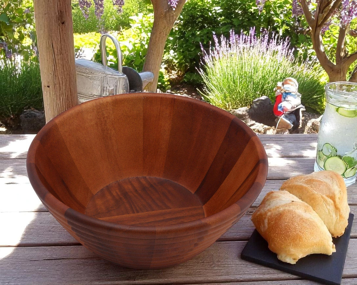Arthur Court Wood Bowls / Boards Bee Hive Style Wooden Acacia Salad Bowl Large