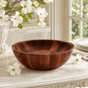Arthur Court Wood Bowls / Boards Bee Hive Style Wooden Acacia Salad Bowl Large