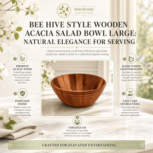 Arthur Court Wood Bowls / Boards Bee Hive Style Wooden Acacia Salad Bowl Large