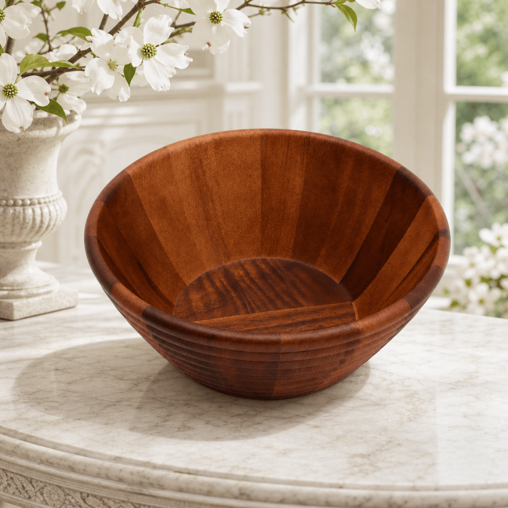 Arthur Court Wood Bowls / Boards Bee Hive Style Wooden Acacia Salad Bowl Large