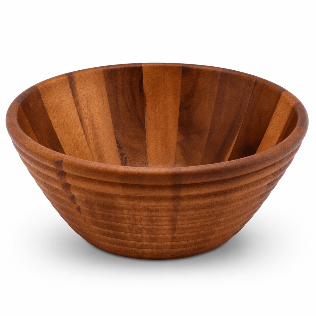 Arthur Court Wood Bowls / Boards Bee Hive Style Wooden Acacia Salad Bowl Large