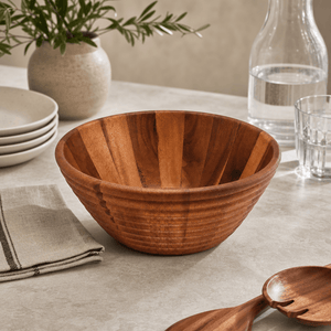 Arthur Court Wood Bowls / Boards Bee Hive Style Wooden Acacia Salad Bowl Large