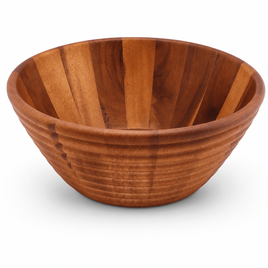 Arthur Court Wood Bowls / Boards Bee Hive Style Wooden Acacia Salad Bowl Large