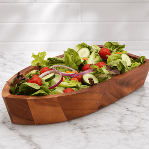Arthur Court Wood Bowls / Boards Boat Shape Acacia Wood Salad Bowl Large