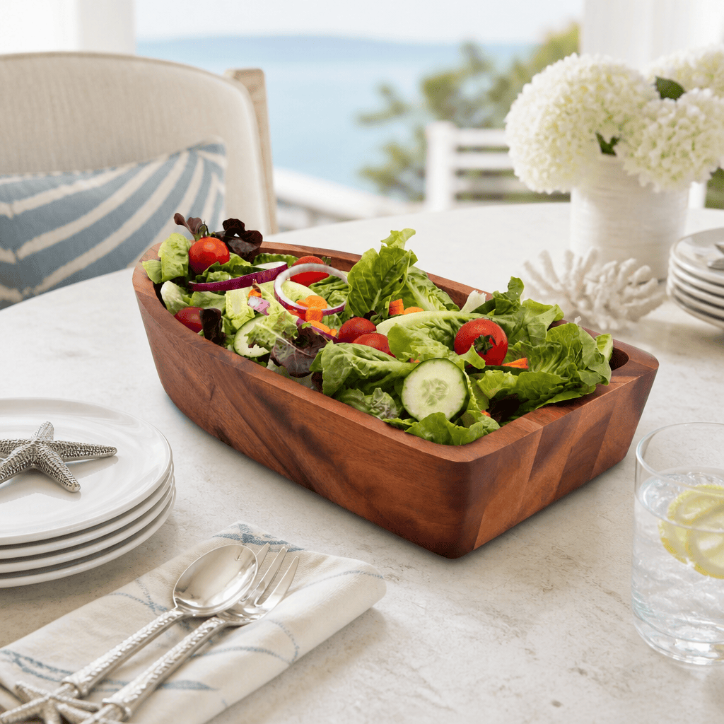 Arthur Court Wood Bowls / Boards Boat Shape Acacia Wood Salad Bowl Large