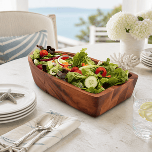 Arthur Court Wood Bowls / Boards Boat Shape Acacia Wood Salad Bowl Large