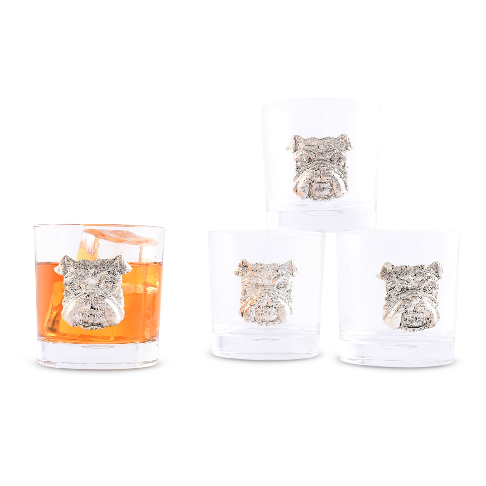 Arthur Court Wood Bowls / Boards Bulldog Bar Glasses Set of 4