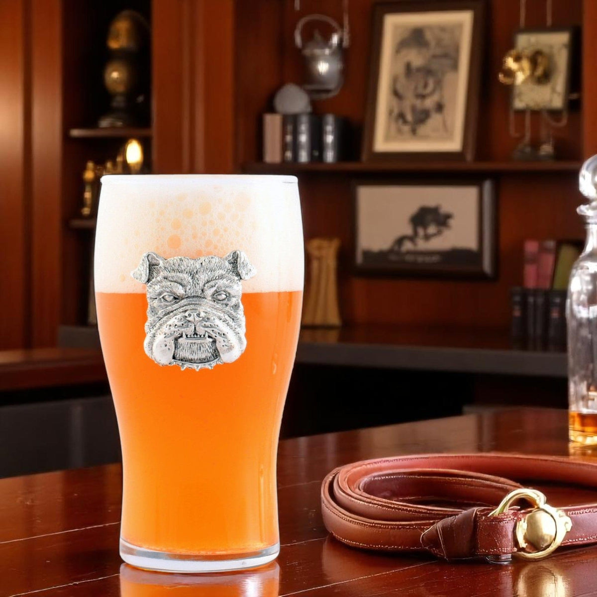 Arthur Court Wood Bowls / Boards Bulldog Beer Pint Glasses - Set of 4
