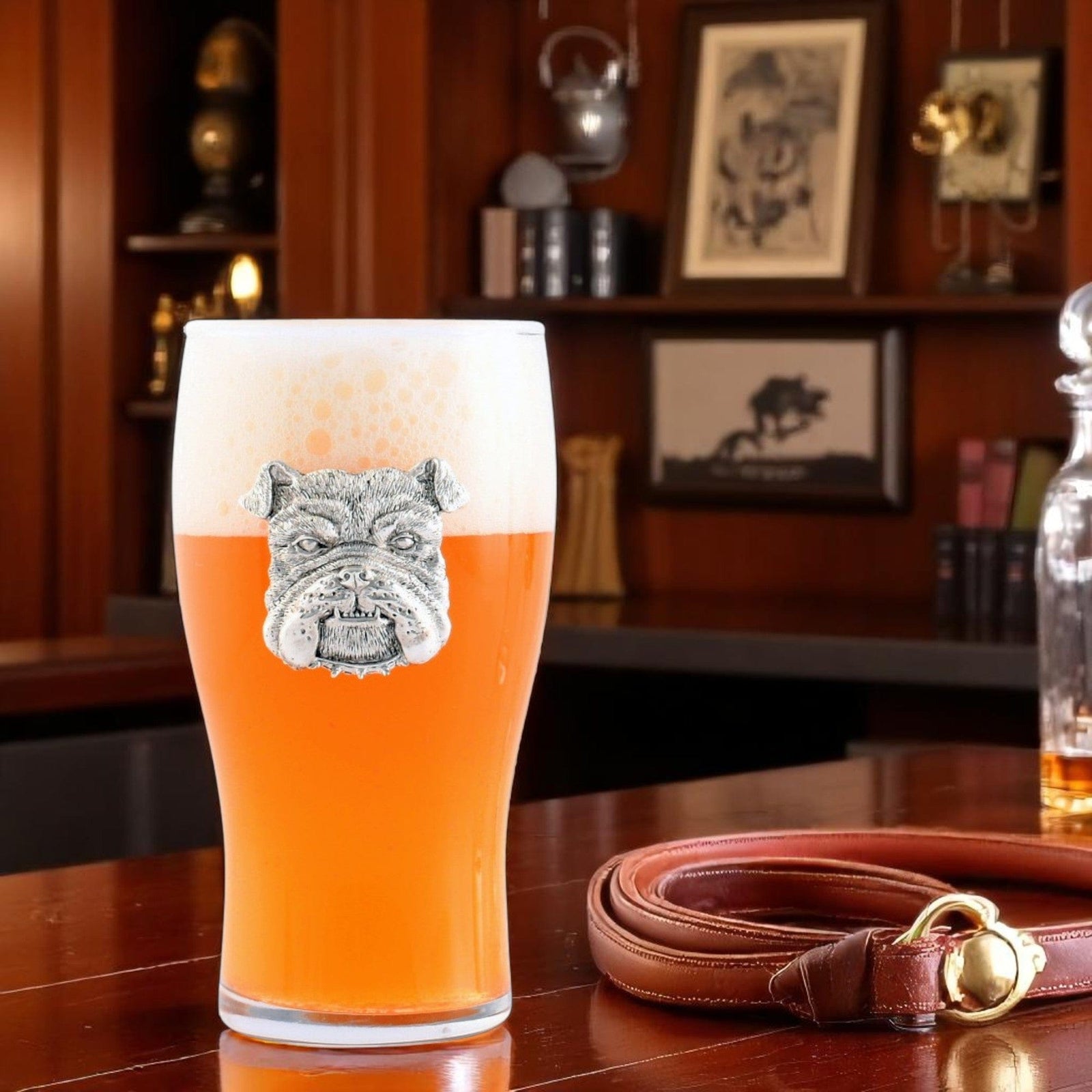 Arthur Court Wood Bowls / Boards Bulldog Beer Pint Glasses - Set of 4