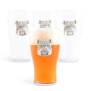 Arthur Court Wood Bowls / Boards Bulldog Beer Pint Glasses - Set of 4