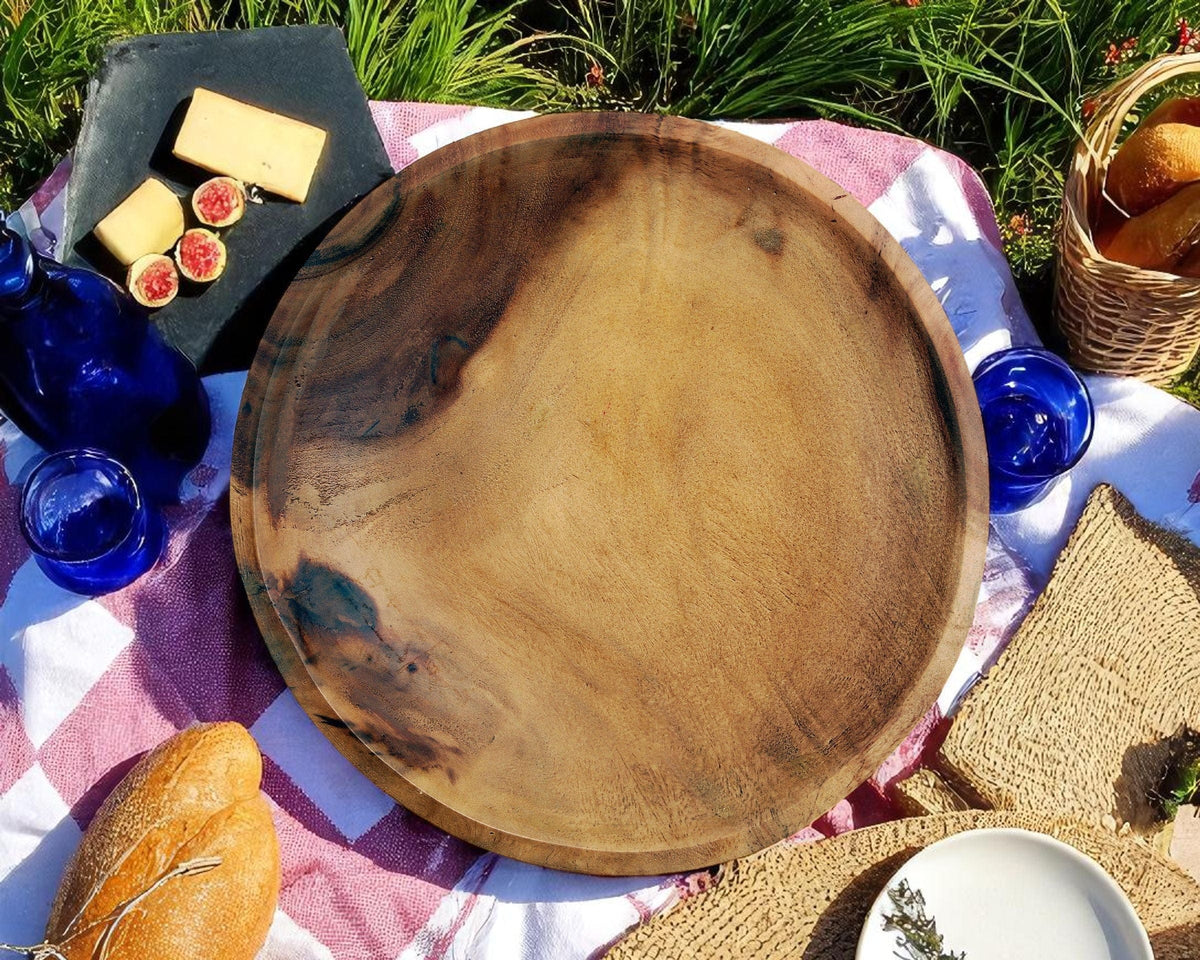 Arthur Court Wood Bowls / Boards Calabash Round Acacia Wood Salad  Bowl