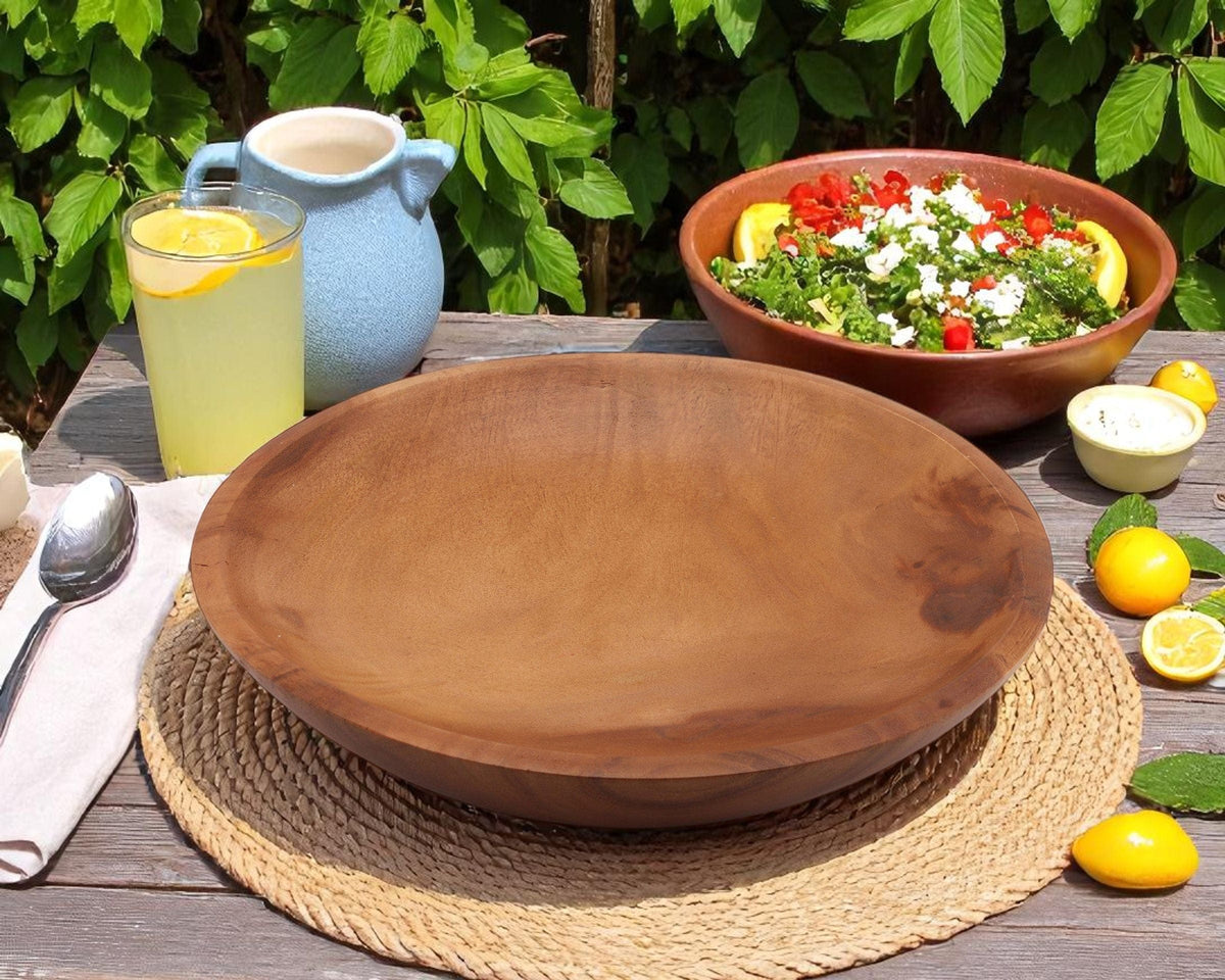 Arthur Court Wood Bowls / Boards Calabash Round Acacia Wood Salad  Bowl