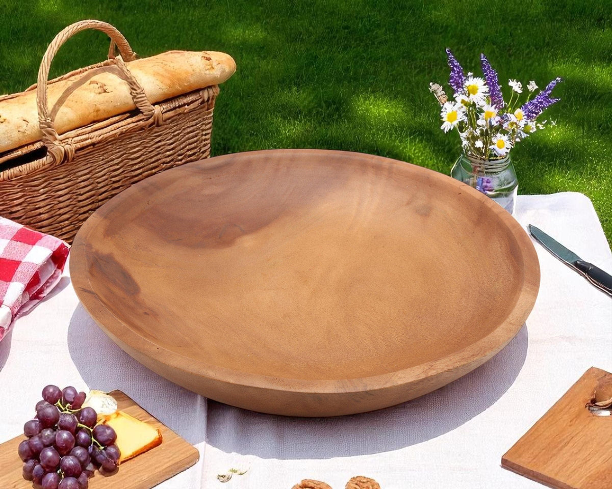 Arthur Court Wood Bowls / Boards Calabash Round Acacia Wood Salad  Bowl