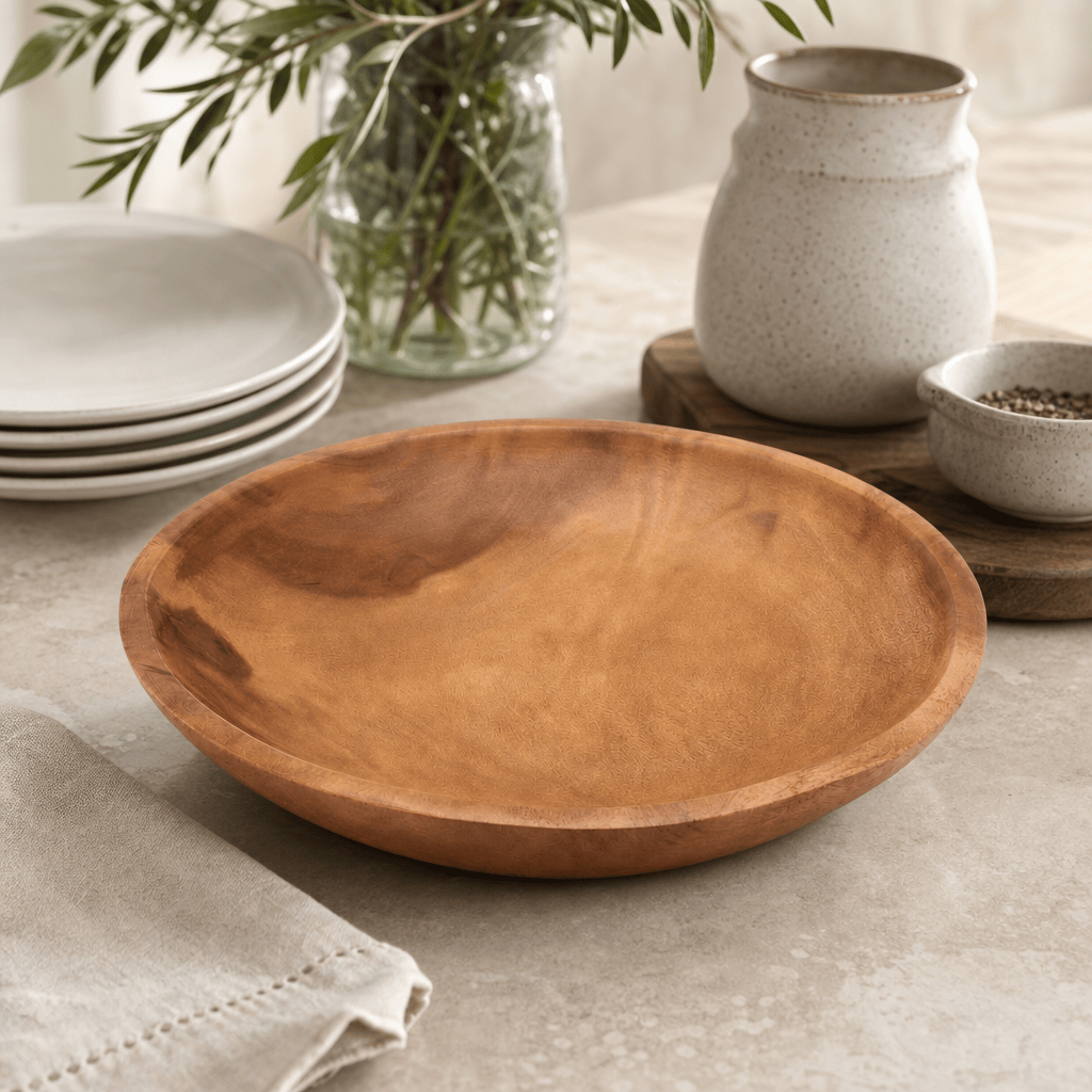 Arthur Court Wood Bowls / Boards Calabash Round Acacia Wood Salad  Bowl