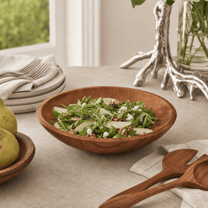 Arthur Court Wood Bowls / Boards Calabash Round Acacia Wood Salad  Bowl