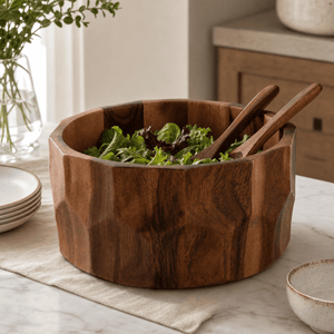 Arthur Court Wood Bowls / Boards Diamond Pattern Large Acacia  Wood Salad Bowl