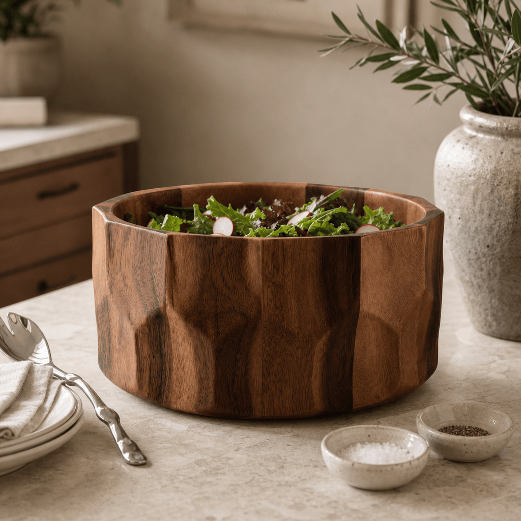 Arthur Court Wood Bowls / Boards Diamond Pattern Large Acacia  Wood Salad Bowl