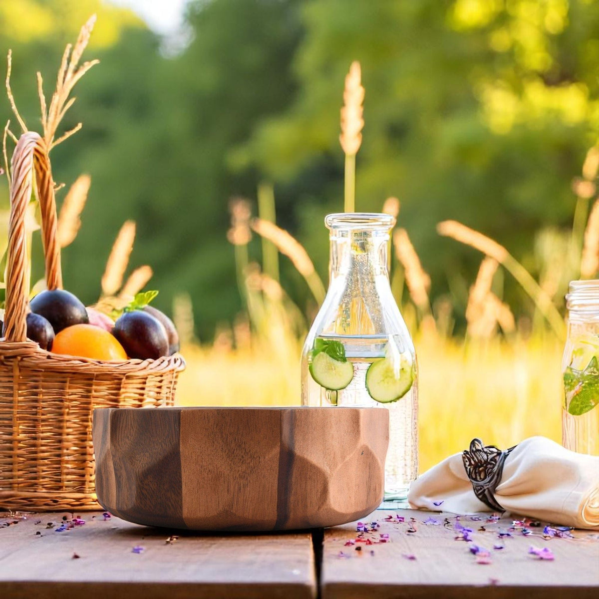 Arthur Court Wood Bowls / Boards Diamond Pattern Single Acacia  Wood Salad Bowl