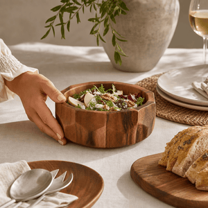 Arthur Court Wood Bowls / Boards Diamond Pattern Single Acacia  Wood Salad Bowl