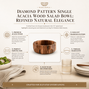 Arthur Court Wood Bowls / Boards Diamond Pattern Single Acacia  Wood Salad Bowl