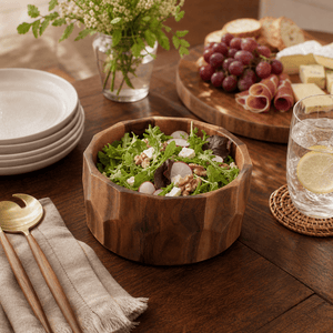 Arthur Court Wood Bowls / Boards Diamond Pattern Single Acacia  Wood Salad Bowl