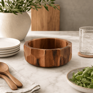 Arthur Court Wood Bowls / Boards Diamond Pattern Single Acacia  Wood Salad Bowl