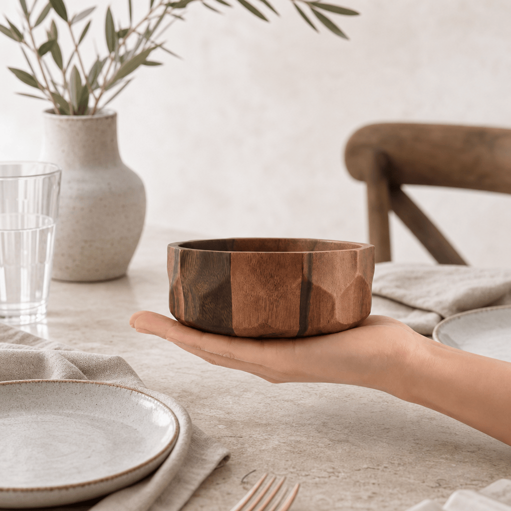Arthur Court Wood Bowls / Boards Diamond Pattern Single Acacia  Wood Salad Bowl