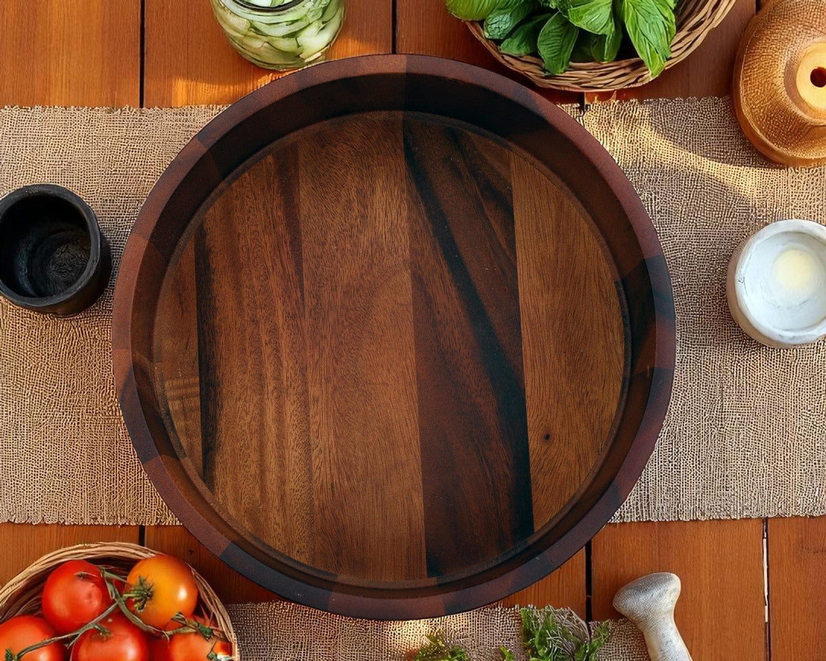 Arthur Court Wood Bowls / Boards Modern Round Acacia Wood Salad  Bowl Large