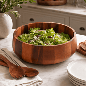 Arthur Court Wood Bowls / Boards Modern Round Acacia Wood Salad  Bowl Large