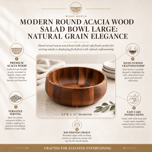 Arthur Court Wood Bowls / Boards Modern Round Acacia Wood Salad  Bowl Large