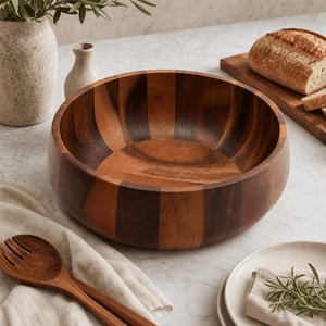 Arthur Court Wood Bowls / Boards Modern Round Acacia Wood Salad  Bowl Large