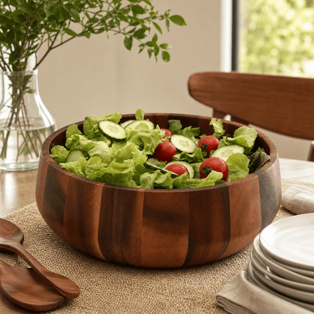Arthur Court Wood Bowls / Boards Modern Round Acacia Wood Salad  Bowl Large