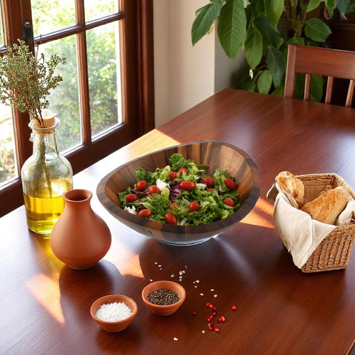 Arthur Court Wood Bowls / Boards Munich Pattern Large Acacia  Wood Salad Bowl