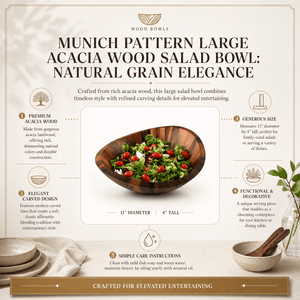 Arthur Court Wood Bowls / Boards Munich Pattern Large Acacia  Wood Salad Bowl