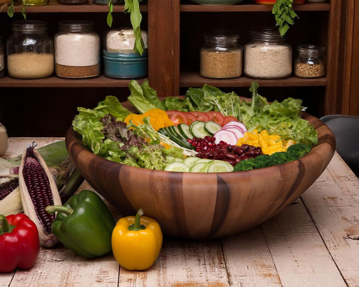 Arthur Court Wood Bowls / Boards Salinas Style Wooden Acacia Salad Bowl Large