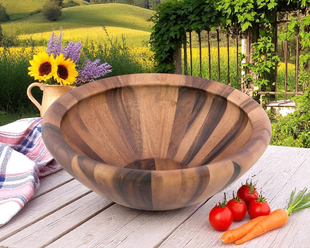 Arthur Court Wood Bowls / Boards Salinas Style Wooden Acacia Salad Bowl Large