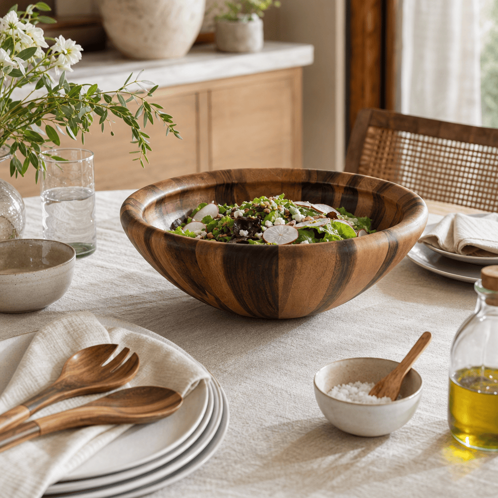 Arthur Court Wood Bowls / Boards Salinas Style Wooden Acacia Salad Bowl Large