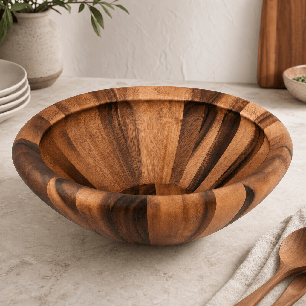 Arthur Court Wood Bowls / Boards Salinas Style Wooden Acacia Salad Bowl Large