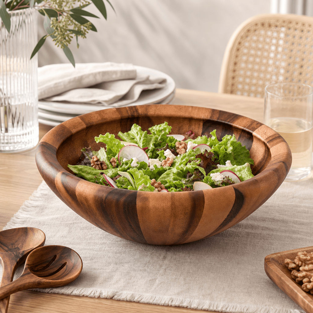 Arthur Court Wood Bowls / Boards Salinas Style Wooden Acacia Salad Bowl Large