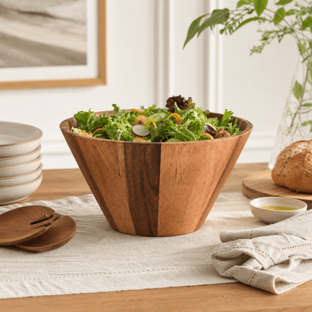 Arthur Court Wood Bowls / Boards Straight Side Wooden Acacia Salad Bowl Large