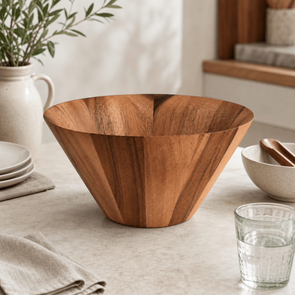 Arthur Court Wood Bowls / Boards Straight Side Wooden Acacia Salad Bowl Large