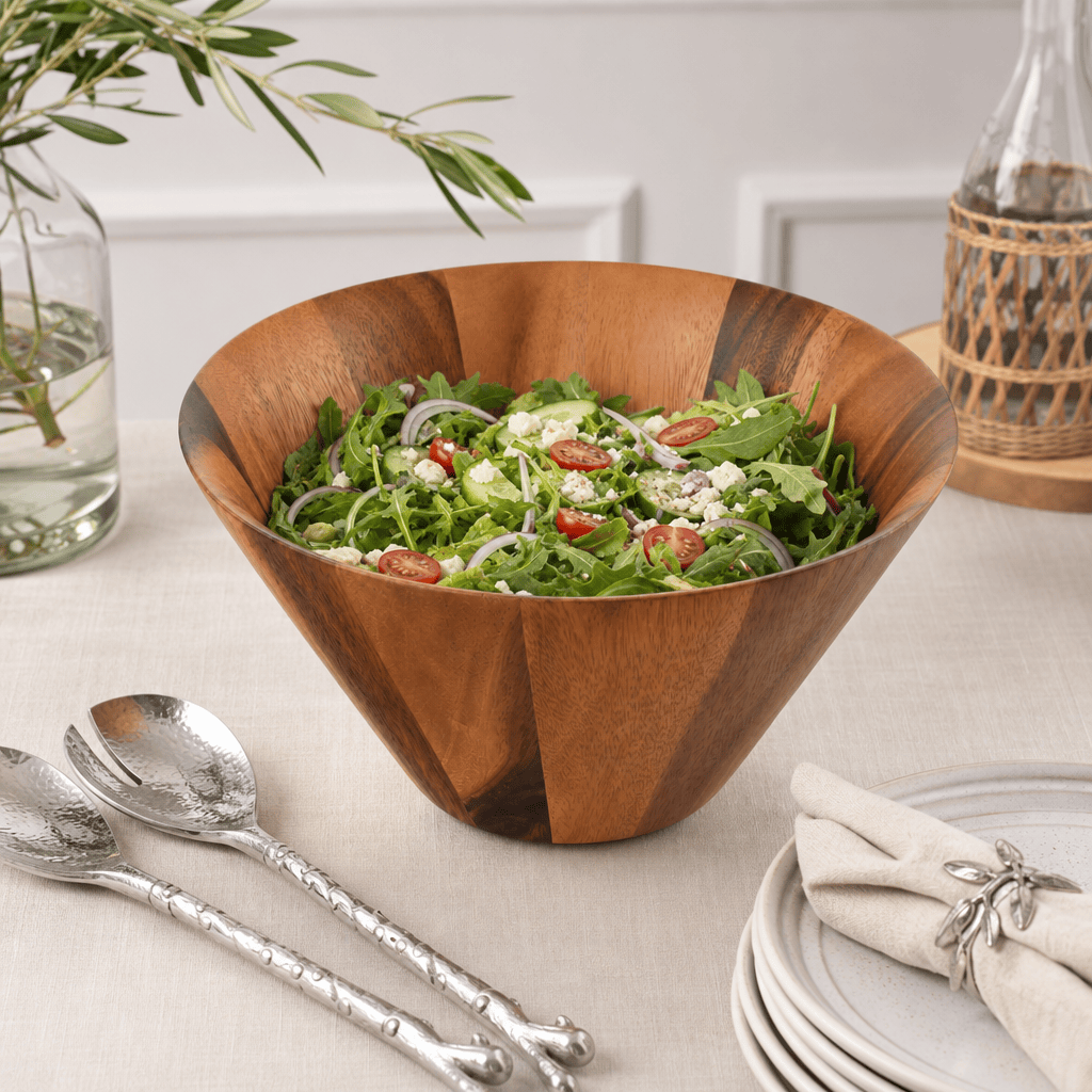 Arthur Court Wood Bowls / Boards Straight Side Wooden Acacia Salad Bowl Large