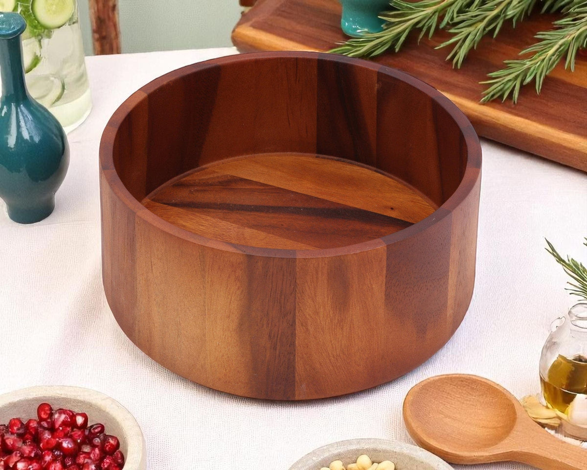 Arthur Court Wood Bowls / Boards Tulip Shape Acacia Wood Salad Bowl Large