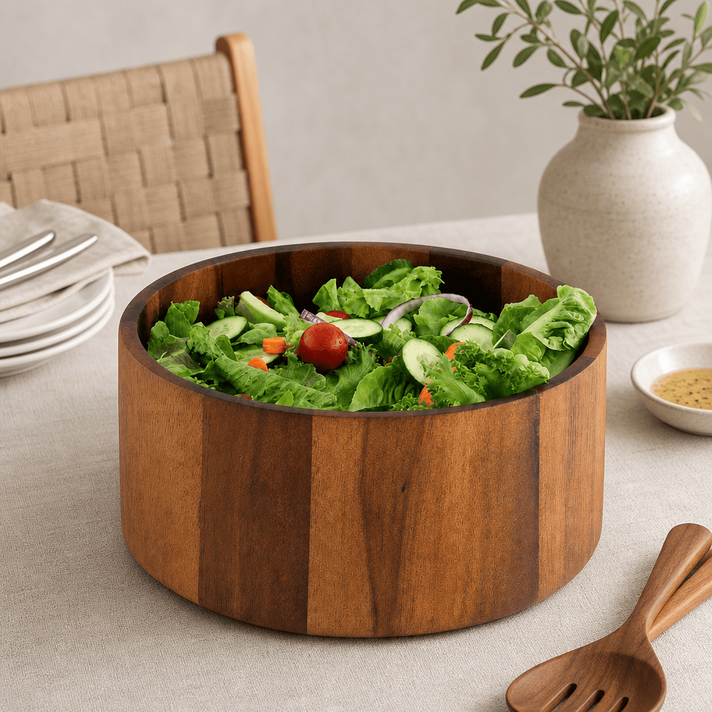 Arthur Court Wood Bowls / Boards Tulip Shape Acacia Wood Salad Bowl Large