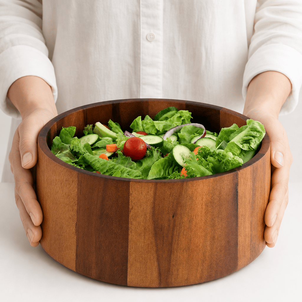 Arthur Court Wood Bowls / Boards Tulip Shape Acacia Wood Salad Bowl Large