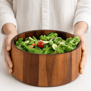 Arthur Court Wood Bowls / Boards Tulip Shape Acacia Wood Salad Bowl Large