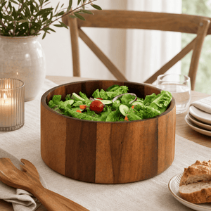 Arthur Court Wood Bowls / Boards Tulip Shape Acacia Wood Salad Bowl Large