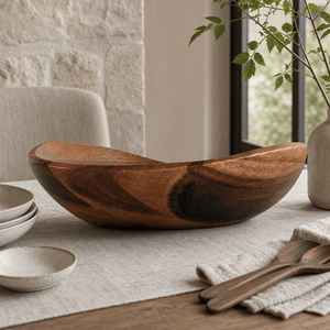 Arthur Court Wood Bowls / Boards Wave Pattern Large Acacia  Wood Salad Bowl