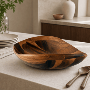 Arthur Court Wood Bowls / Boards Wave Pattern Large Acacia  Wood Salad Bowl