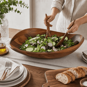 Arthur Court Wood Bowls / Boards Wave Pattern Large Acacia  Wood Salad Bowl